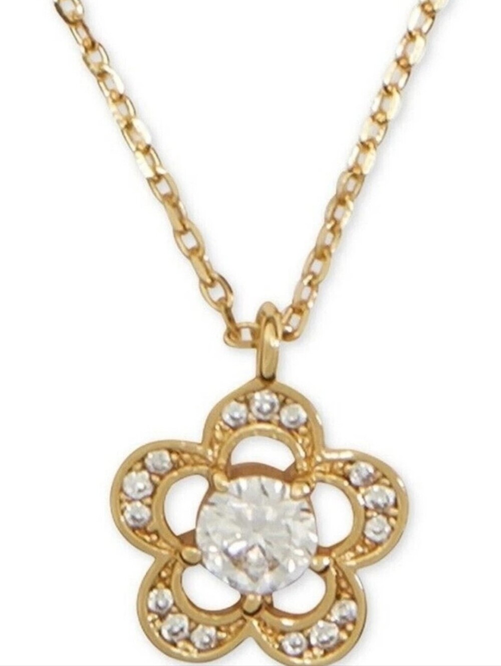 NWT Kate Spade Jeweled Scallops Pendant Necklace Gold Clear KA621 $79